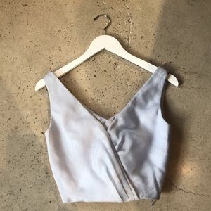 Frascara Light Blue Organza Pleated Crop Top